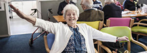 Old lady having a good time