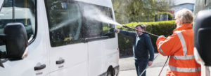 Washing a van